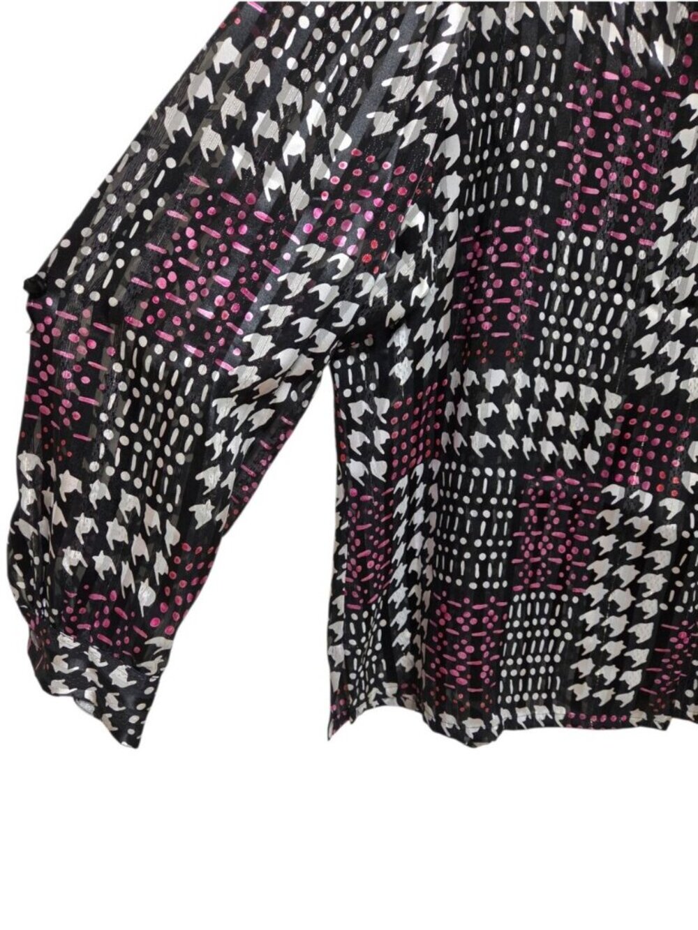 Vintage Semi Sheer Satin Blouse 18W Houndstooth EUC! - Picture 6 of 11